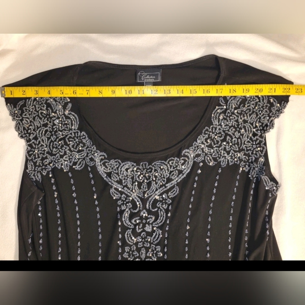 Dressbarn Sequin Sparkle Evening Sleeveless Pullover Blouse Size 20 Knit Stretch - Picture 3 of 10